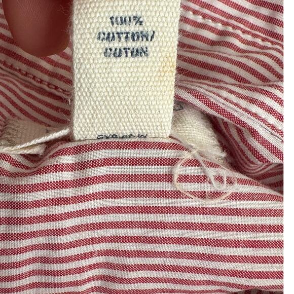 Lands' End red white striped long sleeves button shirt size XS - Picture 5 of 12